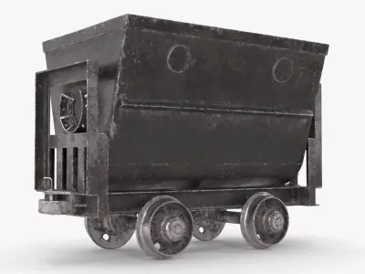 Worn Mine Wagon Black 3D model