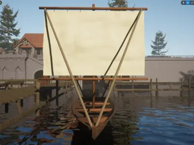 Wooden Sailboat Free 3D model