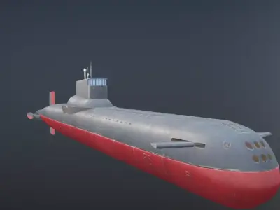 Submarine Hand-Painted Low-poly 3D model
