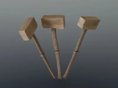 Hammer - Wood Low-poly 3D model