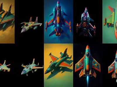 AirCraft bundle 2 pack 100 glb Low-poly 3D model