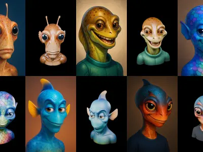 Head Fish bundle 6 pack 100 glb 3D model