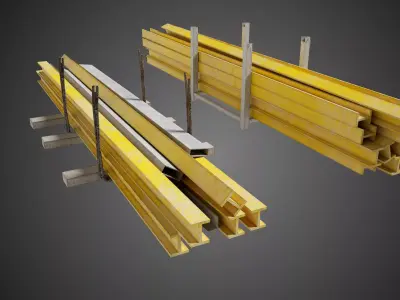 Metal Steel Beams Industrial Prop Low-poly 3D model