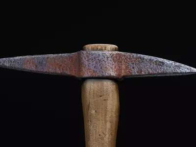Mine Cart and Pickaxe Free low-poly 3D model