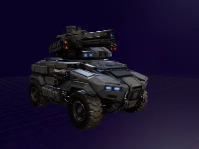 Sci Fi Armored Combat Vehicle with Heavy Laser Turret 3D print model