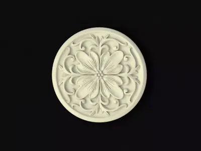 rosette ornately carved ornament 3D model