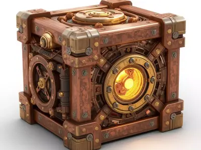 Steampunk Industrial Power Crate 3D Model Low-poly 3D model