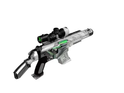 Futuristic Green Scope Assault Rifle 3D model