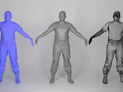 Bundeswehr soldier in white t-shirt ready for animation 255 Low-poly 3D model