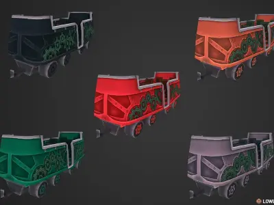 Stylized Railway Modular Constructor Low-poly 3D model