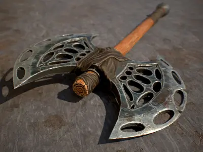 Gameready Stylized Viking Axe Low-poly 3D model