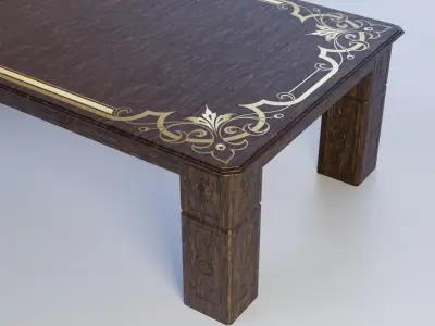 Antique Dining Table Low-poly 3D model