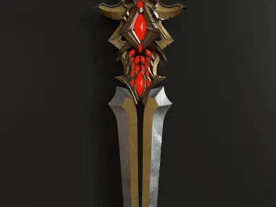 Fantasy combat short sword 3D model