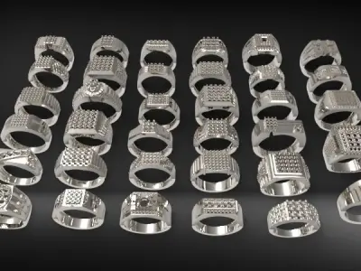 Lot of Various 35 Mens Rings Collection Bulk  3D print model purchase