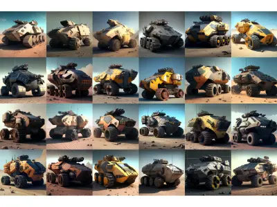 5 000 Spaceships Tanks Cars Weapons Robots references 3D model