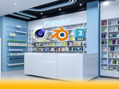 Pharmacy Low-poly 3D model Low-poly 3D model