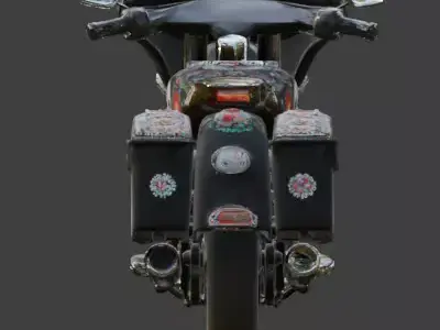 Mexican Dia de los Muertos Bagger Cruiser Motorcycle 3d Low-poly 3D model