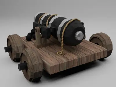 Low poly Classic Old Cannon Free low-poly 3D model