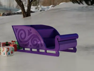 Low Poly Santa Sleigh 1964 Rudolph the Red Nose Reindeer Low-poly 3D model