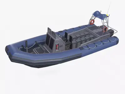 RHIB Patrol Boat Low-poly PBR Low-poly 3D model