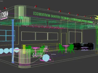 Exhibition Stand Stall Three Side Open 11X5 3D model