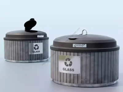 Glass Garbage Bin Free 3D model