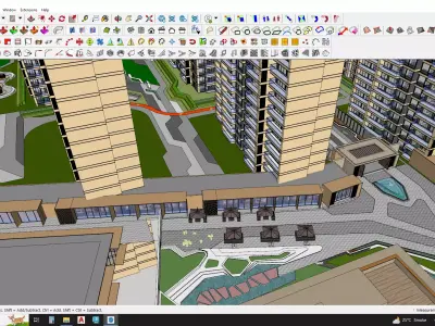 Apartment building with recreational spaces 3D model