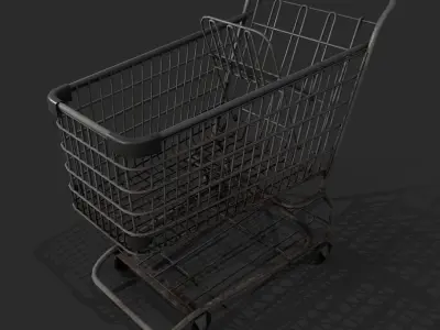 Realistic Pbr rusty shopping cart  Low-poly 3D model