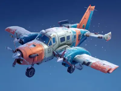 Free Stylized Frozen Lowpoly Airplane Free low-poly 3D model