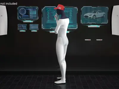 Tesla Bot in Trump Cap Rigged for Cinema 4D 3D model