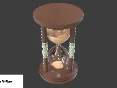 Wooden Hourglass Sand Timer Low-poly 3D model