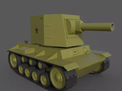 Cartoon KV-2 Low-poly 3D model