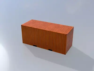 20ft Shipping Container signal orange  Low-poly 3D model