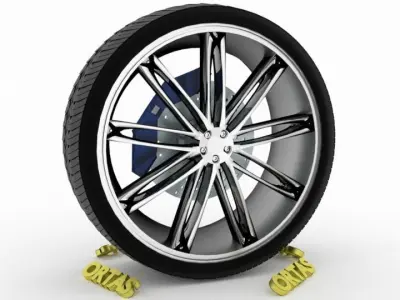 ORTAS CAR WHEEL RIM 82 GAME READY WHEEL RIM TIRE 3D model