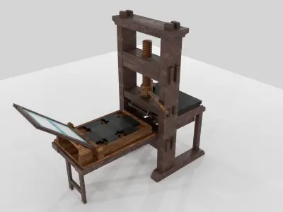 Letterpress printing machine and type molding 3D model