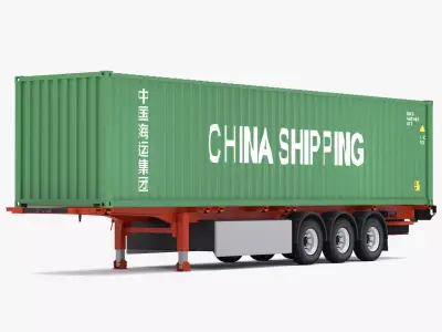 Chassis Semi Trailer with China Shipping Container 3D model