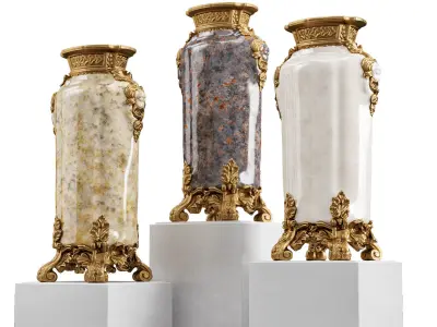 Chinese porcelain midcentury Vase Low-poly 3D model