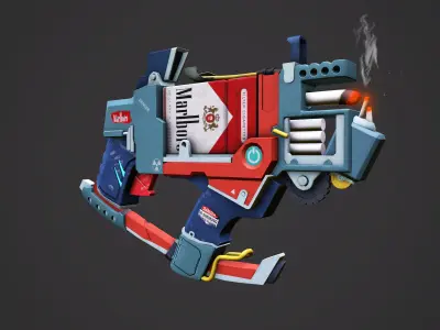 Stylized Marlboro gun for game ready  Low-poly 3D model