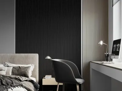 bedroom interior design style minimalism  Free 3D model