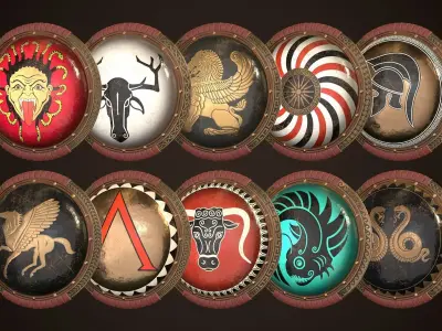 Hoplite Shield Collection 1 3D Model Pack