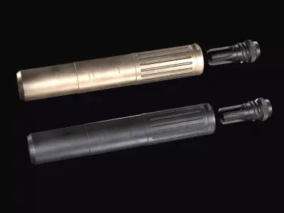 AAC SDN-6  Sound Suppressor with flash hider AAC Blackout   Low-poly 3D model