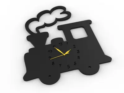 3D Train Wall Clock - Playful and Decorative Design 3D model