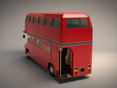 Low Poly Cartoon London Bus Low-poly 3D model