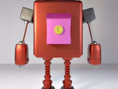 Red Mailbox Robot 3D model
