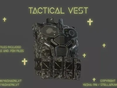 Tactical tech wear Vest Low-poly 3D model