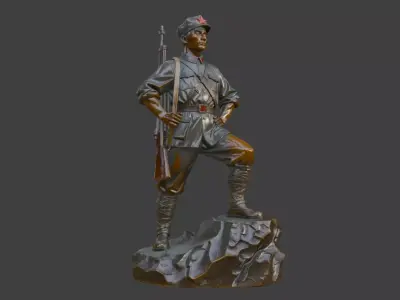 Military sculpture warrior  military battle war hero  soldier 3D print model 14