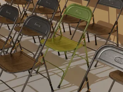 Antique Steel Chair - Metal Body 3D model