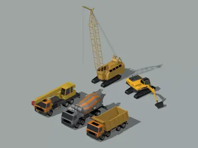 set of construction equipment 3D model