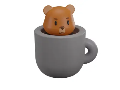 Bear on a Cup Coffee model 3D model