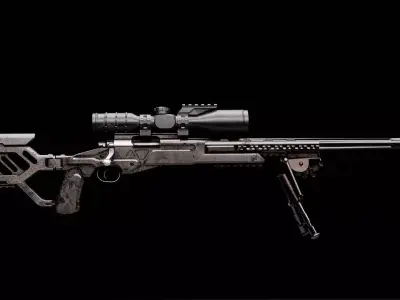 Game Ready Postapocalyptic Sniper Rifle Free low-poly 3D model